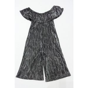 Art Class Girls Metallic Silver Jumpsuit With Wide Legs Size XS (4-5)